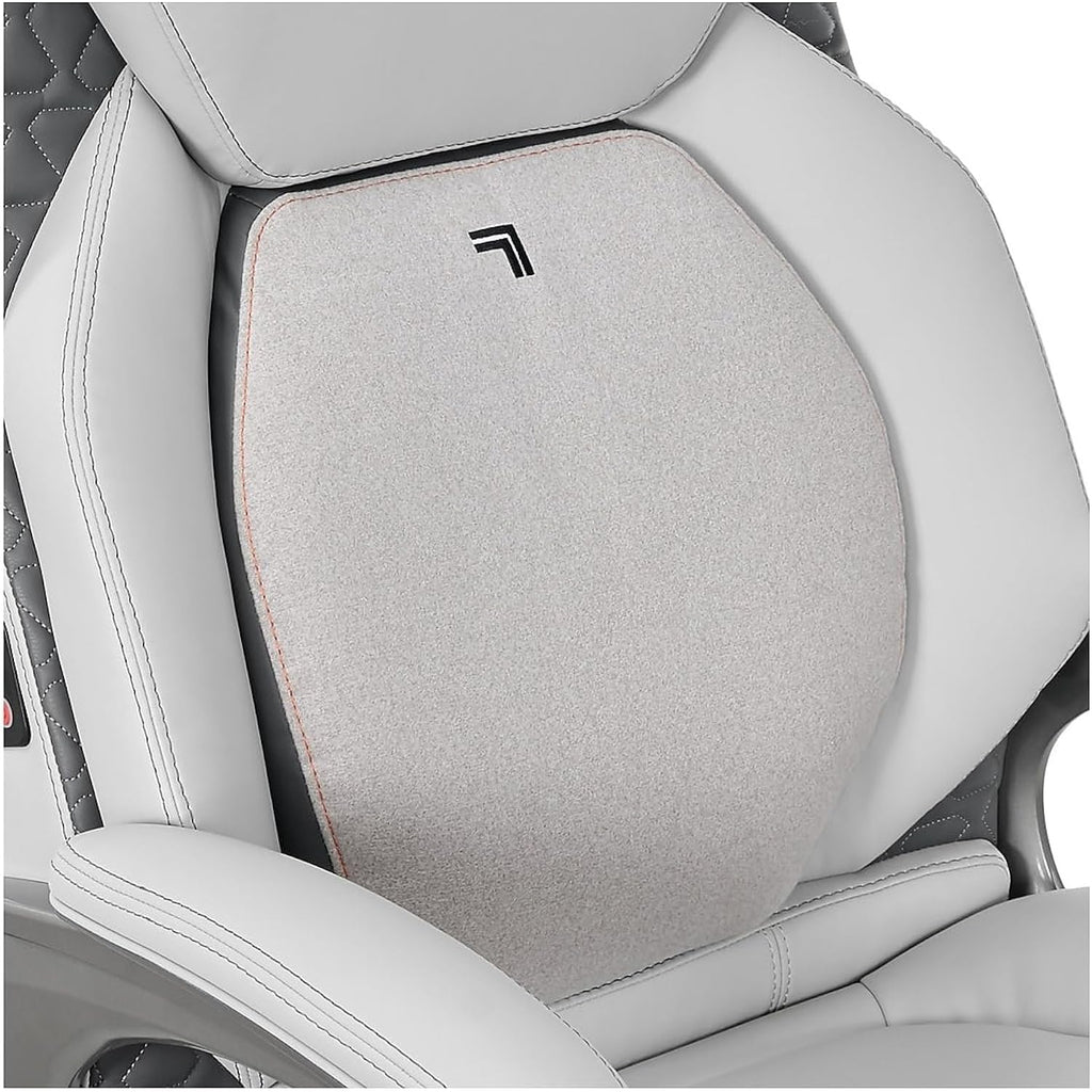 Sharper Image S600 Active Lumbar Ergonomic Bonded Leather Swivel Executive Massage Chair, White/Gray