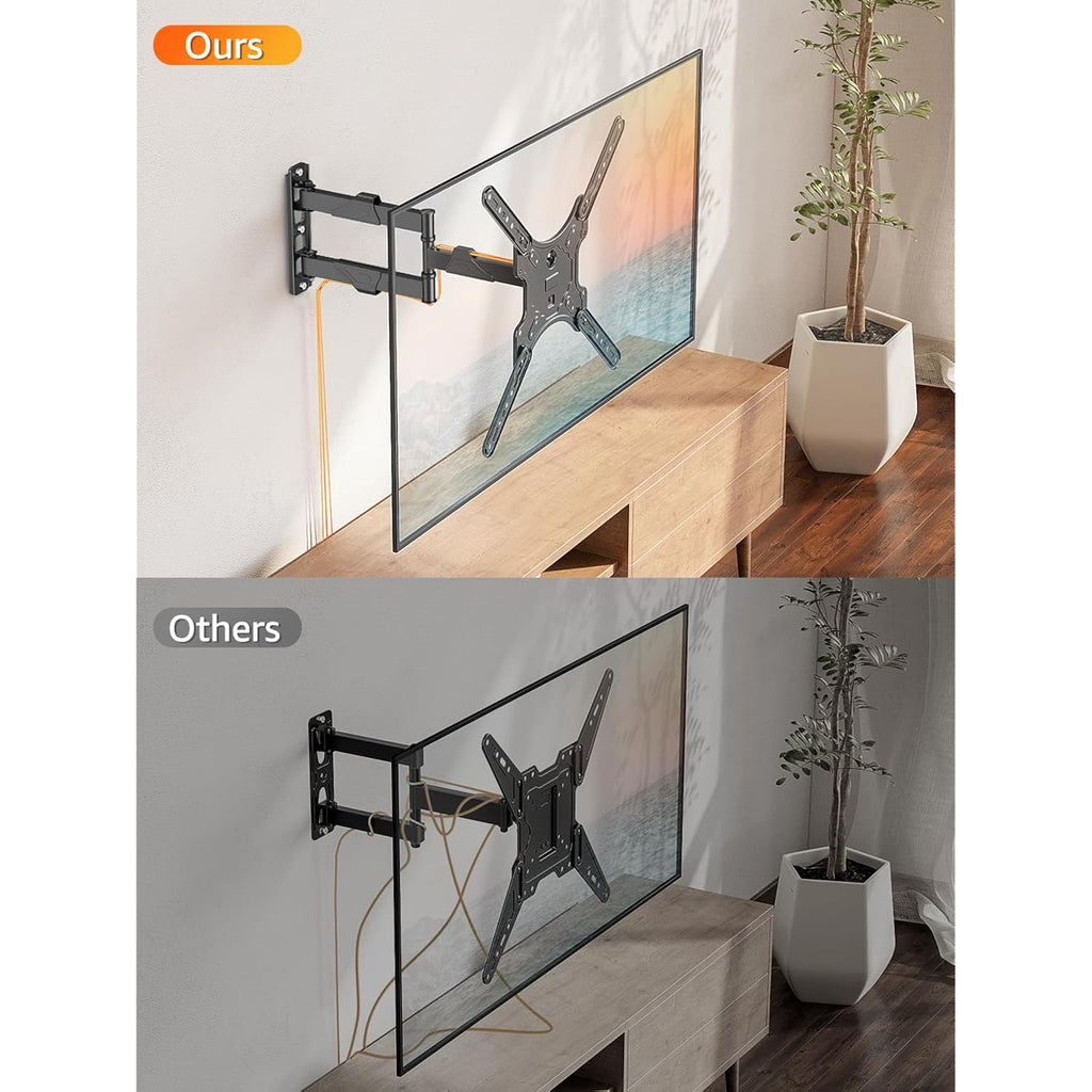 ELIVED TV Wall Mount for Most 26-60 Inch TVs, Swivel and Tilt Full Motion TV Mount with Single Stud Perfect Center Design, Wall Mount Bracket Max VESA 400x400mm, Corner Mount Holds up to 77 lbs.