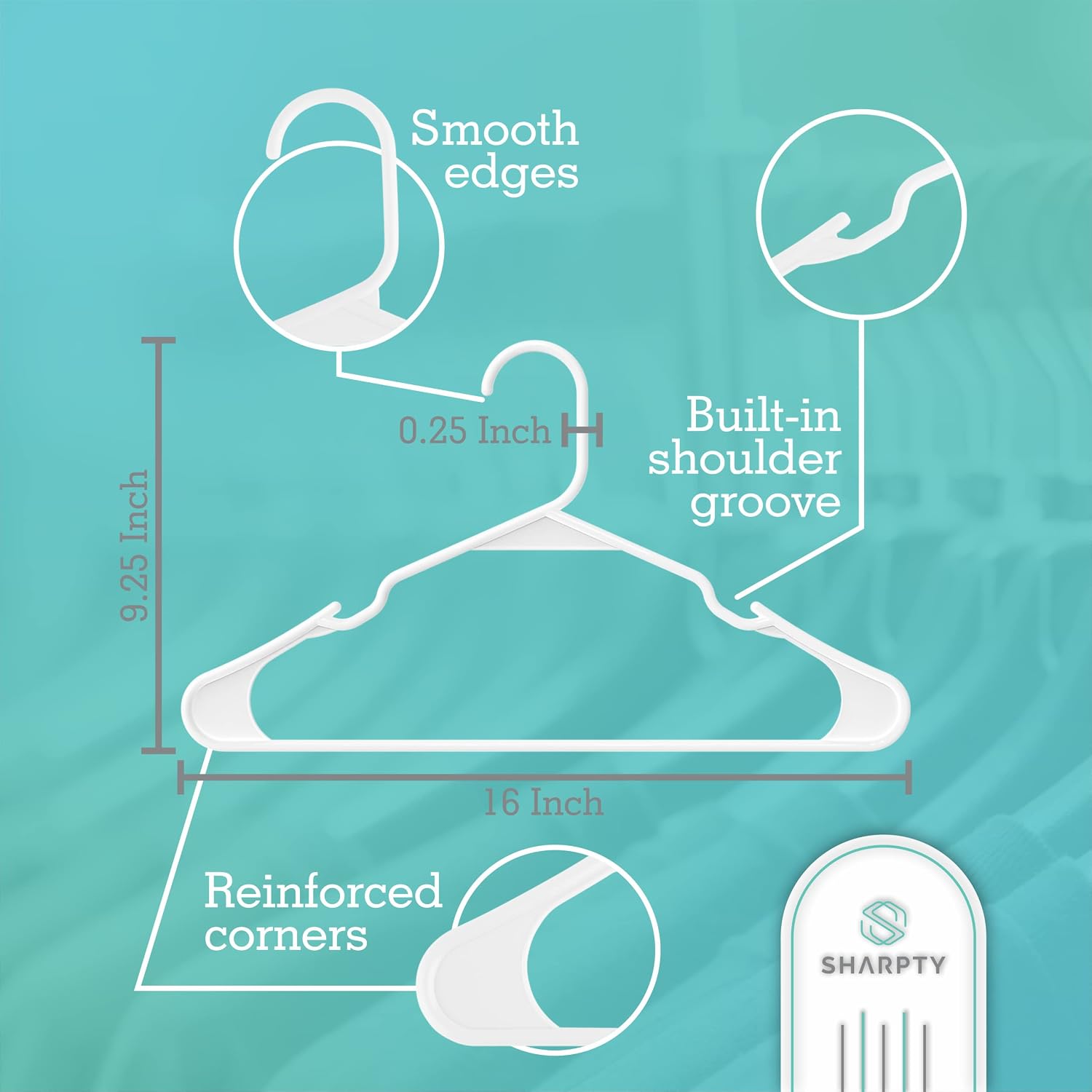 Plastic Hangers - Adult Clothes Hangers - T-Shirt, Dress, Coat Hangers & Accessories - Notched Hanger, Durable & Versatile Color Clothing Closet Hanger(20-Pack,White)