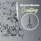 The Cut Factory® 6.5” Matte Black Luxury Hair Scissors – Ultra-Sharp High Carbon Steel Barber Shears For Men, Women & Kids – Gift-Boxed With Leather Pouch – Precision Cutting For Salon & Home
