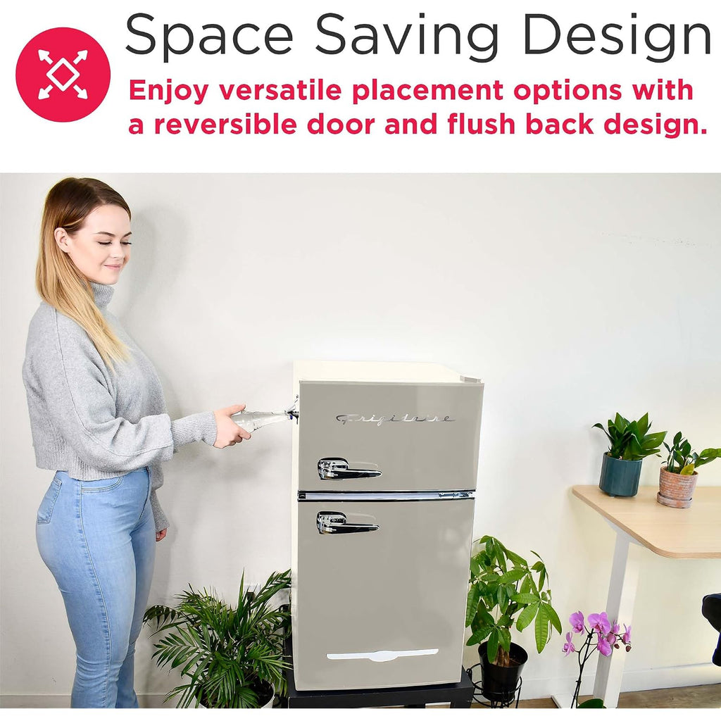 Frigidaire Efr840-Cream Efr840 Retro Mini Fridge With Freezer & Side Bottle Opener-Small 2 Door Refrigerator For Office Bar Or College Dorm Room-3.1 Cu Ft (Cream)