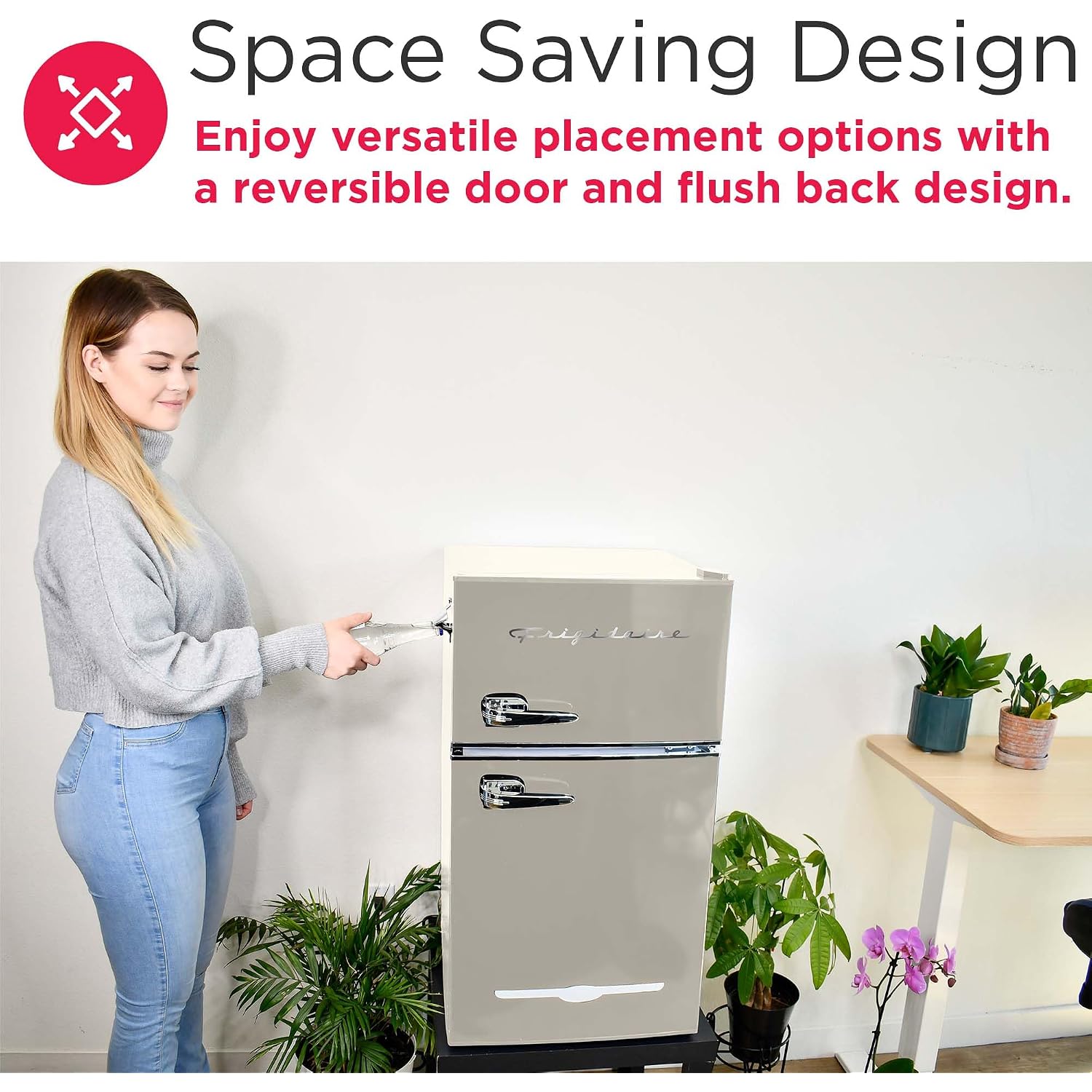 Frigidaire Efr840-Cream Efr840 Retro Mini Fridge With Freezer & Side Bottle Opener-Small 2 Door Refrigerator For Office Bar Or College Dorm Room-3.1 Cu Ft (Cream)
