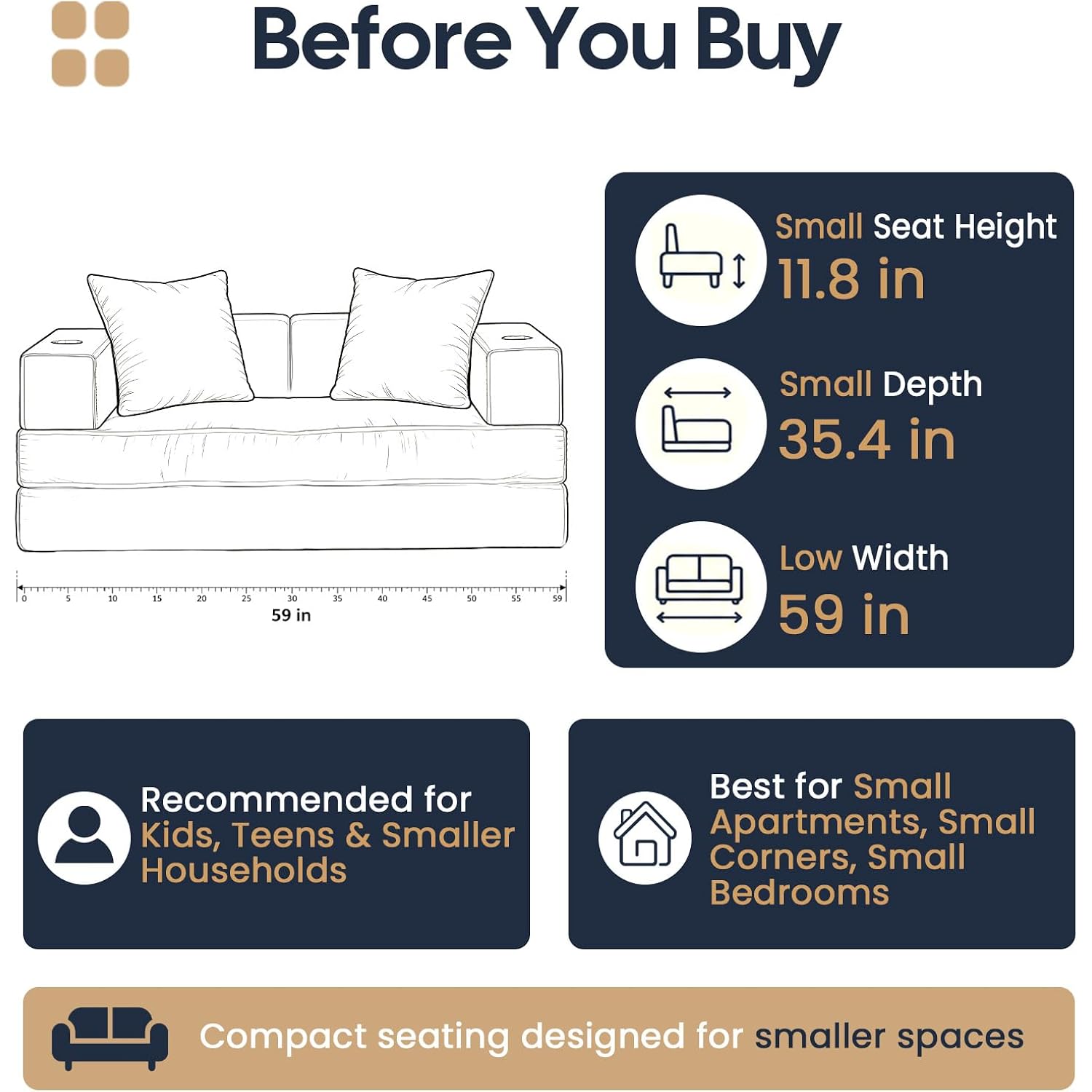 Comax Futon Sofa Bed, Convertible Sofa Bed, Folding Boneless Couches