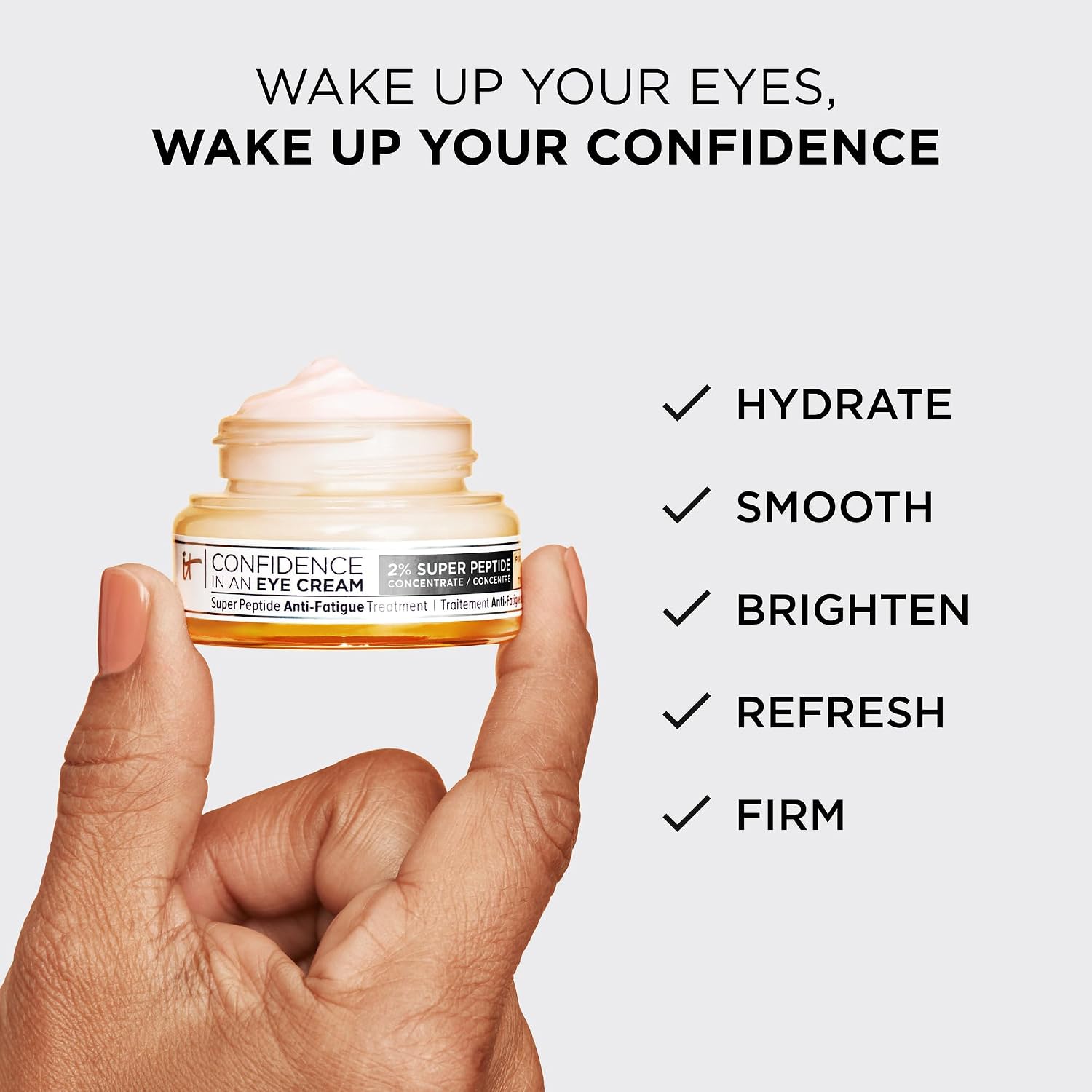 It Cosmetics Confidence In An Eye Cream - Anti Aging Peptides Moisturizer, Dark Circles & Wrinkles, Lightweight 48H Hydration, 2% Super Peptide Concentrate, Smooth & Brighten Undereye, All Skin Types