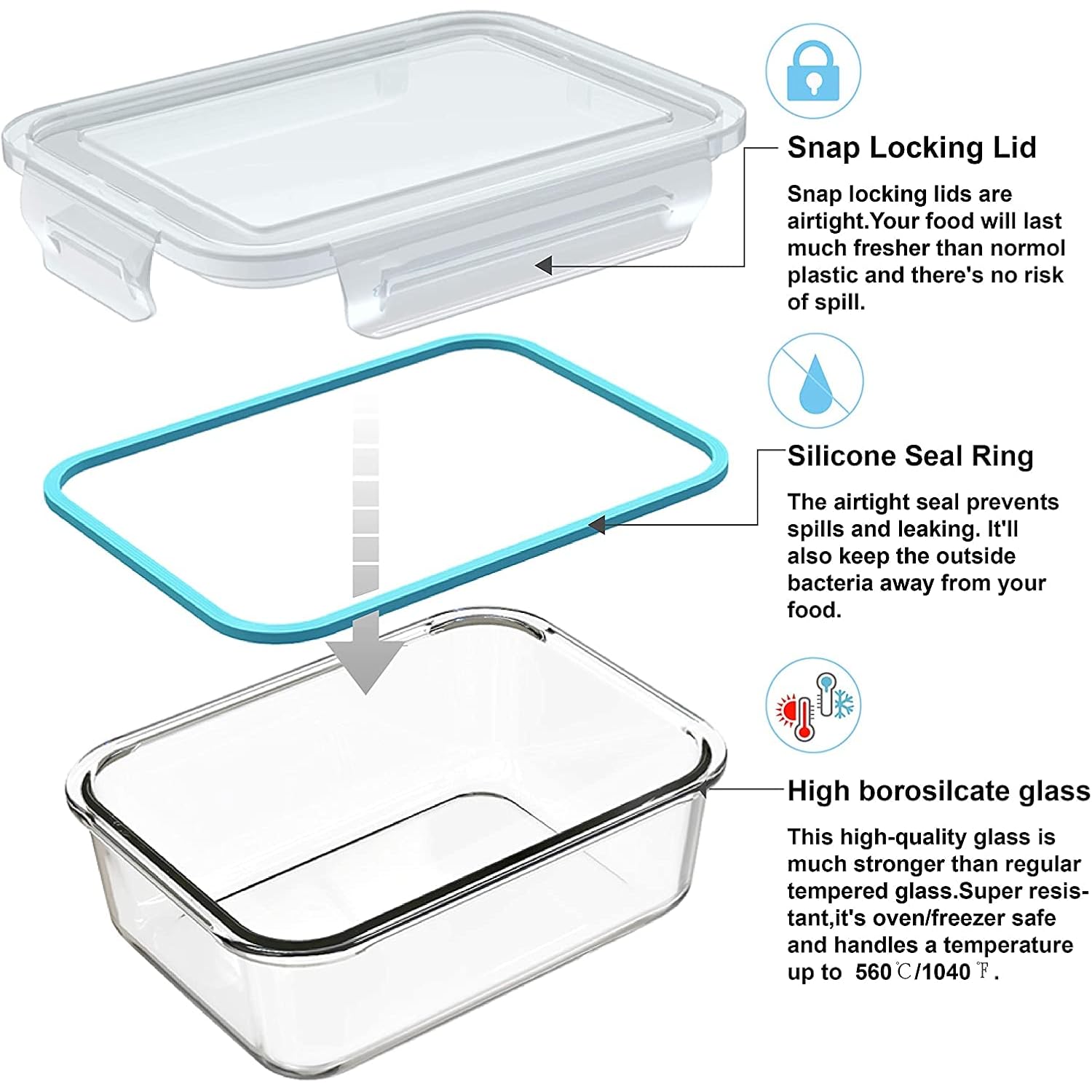 18 Piece Glass Food Storage Containers With Lids, Glass Meal Prep Containers, Food Storage Containers For Food Storage, Bpa Free & Leak Proof (9 Lids & 9 Containers)