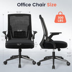 Gtplayer Ergonomic Office Chair With Flip-Up Armrests Executive Computer Chair For Home Office, Breathable Mesh & Comfy Lumbar Support, Black
