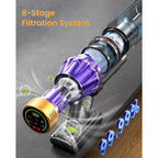 Cordless Vacuum Cleaner, 650W/60Kpa/70 Mins Vacuum Cleaners For Home With Self-Standing, Anti-Tangle Vacuum Cordless, Smart Display And 1.8L Cup Cordless Stick Vacuum Cleaner For Pet Hair/Carpets