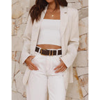 Womens Long Sleeve Linen Blazer Casual Spring Summer Lightweight Jackets
