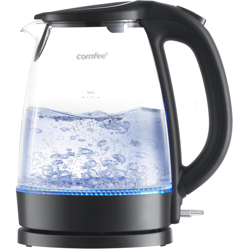 Comfee' Electric Kettle, 1.7L Hot Water Boiler, 1500W Fast Boil, Glass Electric Tea Kettle With Led Indicator, Auto Shut-Off And Boil-Dry Protection, Bpa Free