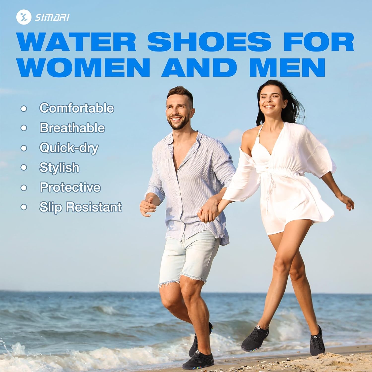Simari Water Shoes For Women Men - Barefoot Quick-Dry Aqua Socks | Lightweight Swim Shoes For Surfing, Swimming, Beach Sports, Kayaking, Diving | Non-Slip Design