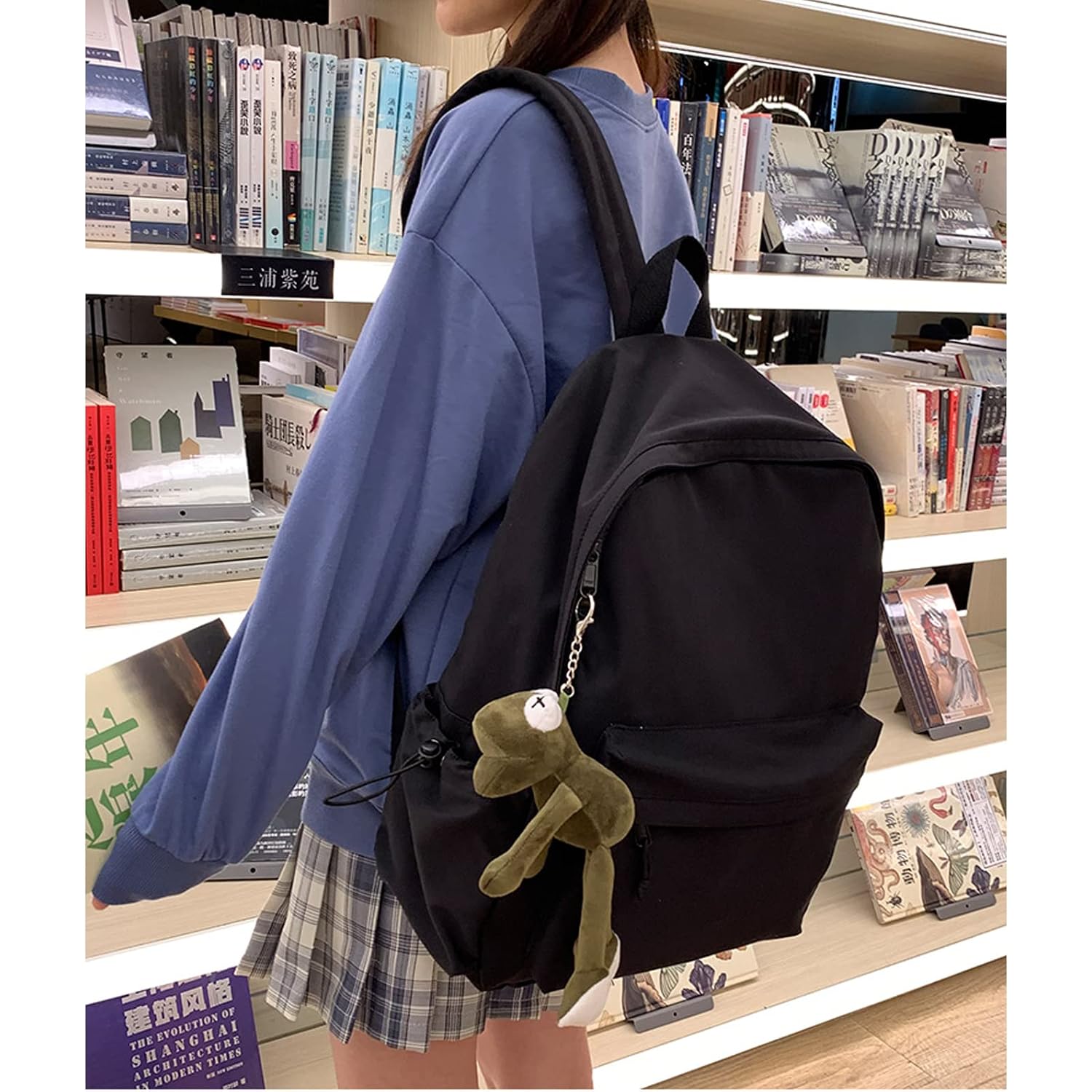 Black School Backpack For Girls Women Waterproof High School Book Bag Cute Backpack For Men Teens Boys, Lightweight Simple Middle School Back Pack Daypack