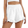Shorts for Women Summer 2026 Beach Vacation Clothes Spring Elastic Waist Embroidered Ruffle Shorts with Pockets