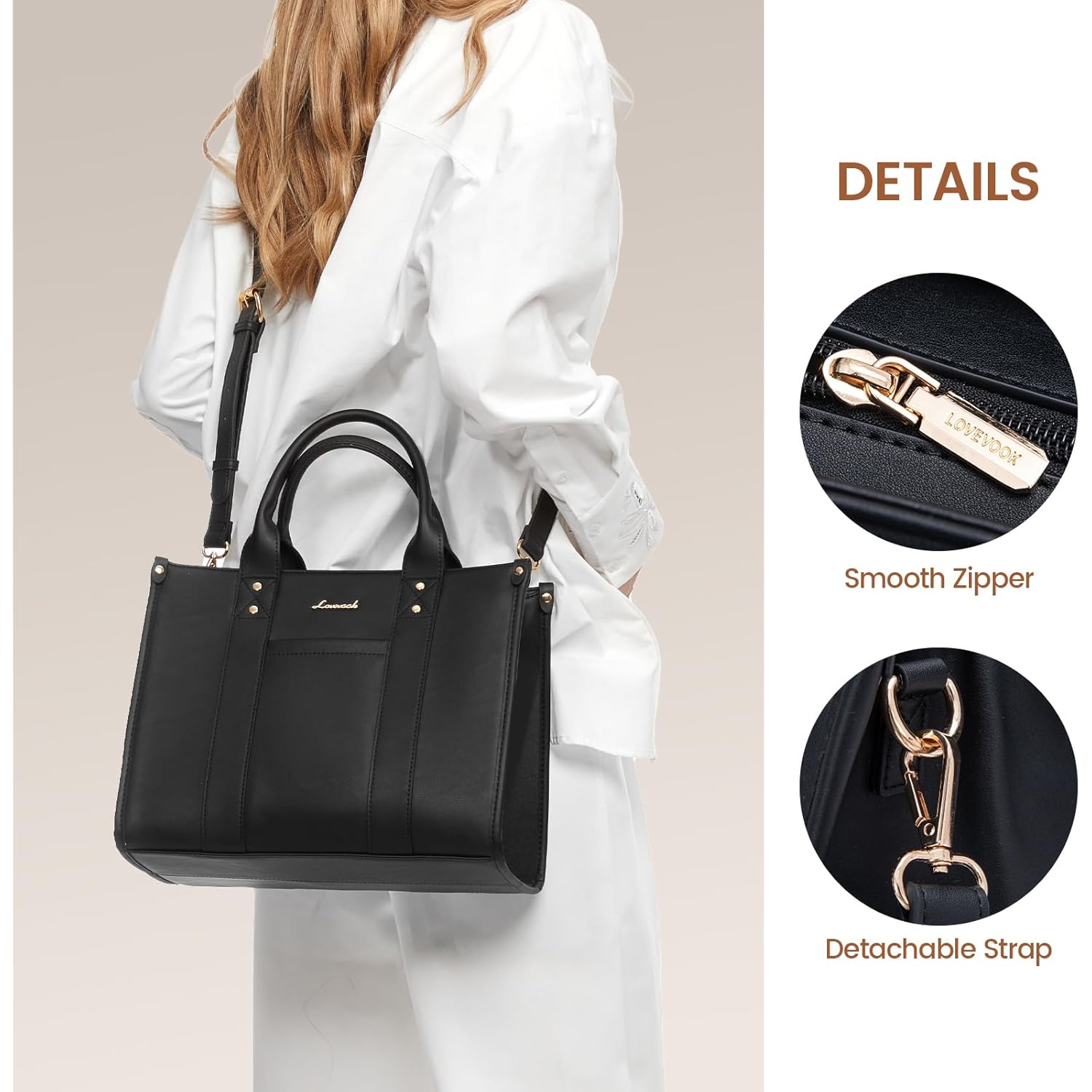 LOVEVOOK Purse for Women Leather Tote Bag Purse and Handbags, Satchel Shoulder Crossbody Top Handle Bags with Zipper