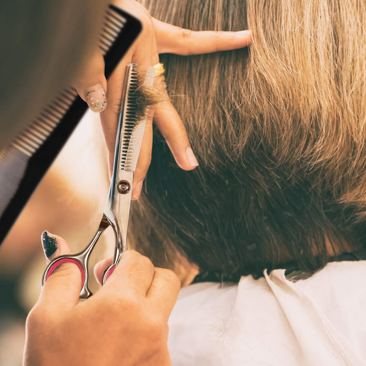 9 Pcs Hair Cutting Scissors Thinning Shears Kit, Professional Haircut Scissors Set, Barber Hairdressing Texturizing Shears Tools For Salon Home Men Women Kids Adults Pet