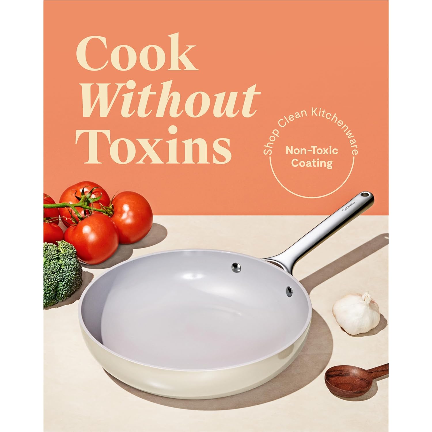 Caraway Nonstick Ceramic Mini Fry Pan (1.05 qt, 8") - Non Toxic, PTFE & PFOA Free - Oven Safe & Compatible with All Stovetops (Gas, Electric & Induction) - Cream