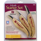 Flexcut Wood Carving Knives | Starter Set Of 3 Woodcarving Knives | 1095 High Carbon Steel Blades | Ergonomic Ash Wood Handles For Beginners And Hobbyists | Kn500 | Made In The U.S.A