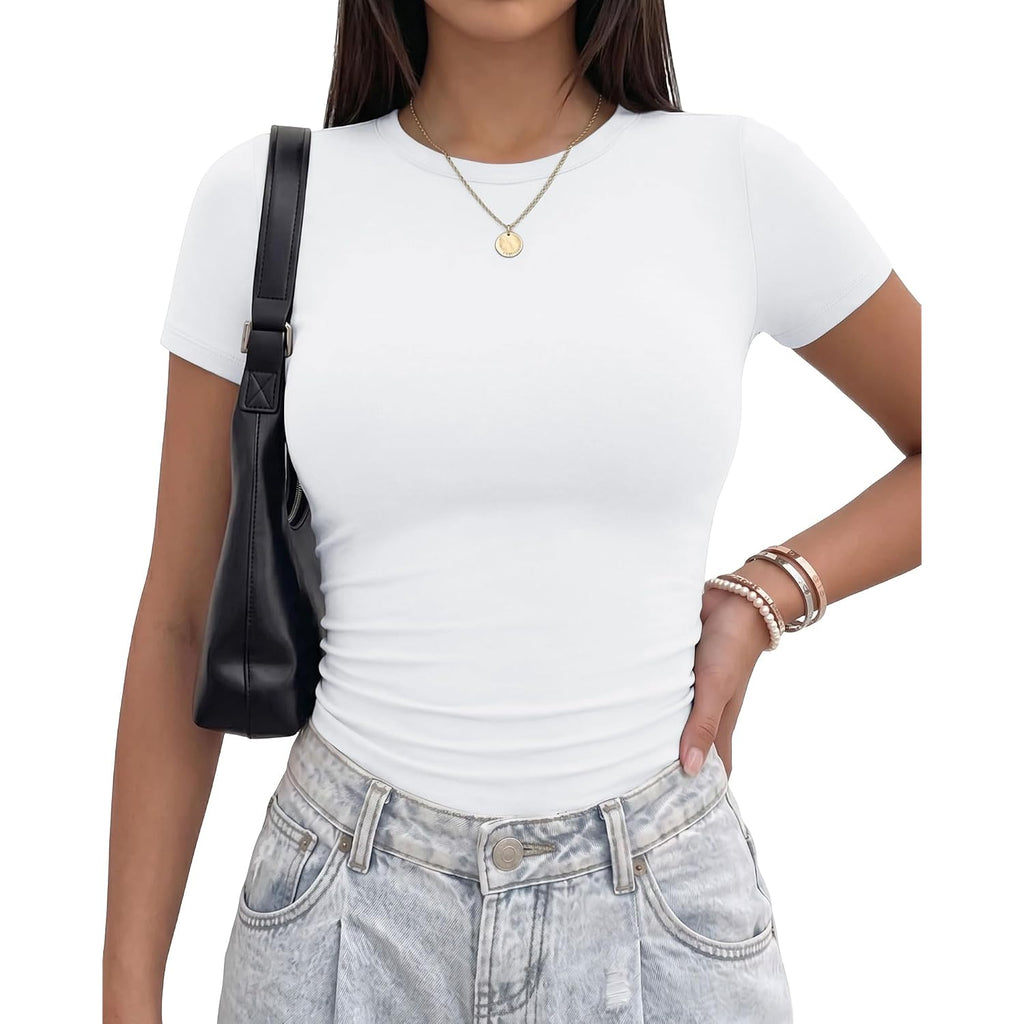 Tnnzeet Basic Tees For Women - Slim Fit Short Sleeve T Shirts Crew Neck Casual Cute Y2K Clothes Trendy Crop Tops Outfits 2026