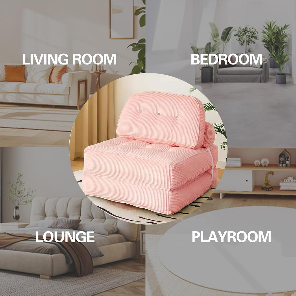 Futon Sofa Bed Chair - Convertible Sleeper Bed For Small Space, No Assembly Required, Space-Saving, Breathable & Sweat-Wicking For Post-Workout Recovery, Yoga Stretch, Lounging, Gaming, Naps