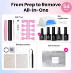 Beetles Gel Nail Polish Kit with U V Light -54 Pcs Gel Nail Kit Four Seasons Glow 32 Colors Set with Base Matte & Glossy Top Coat Soak Off Home Salon Nails DIY Manicure Gifts for Women Teen Girls