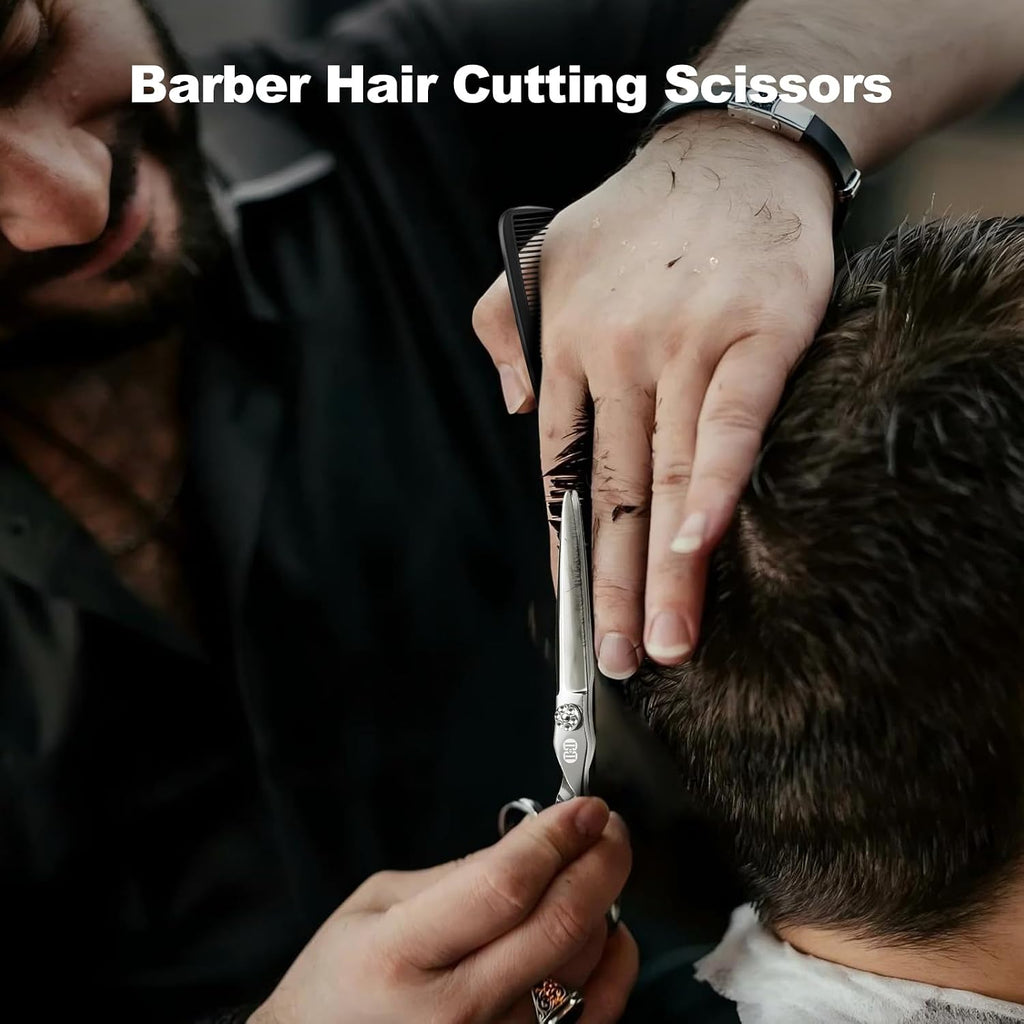Professional Hair Cutting Scissors Shears Kit, 440C 7 Inch Barber Haircut Scissors Set (Hair Beard Trimming Haircutting Thinning Shears) For Hairdressing Stylist Hairdresser Salon Home