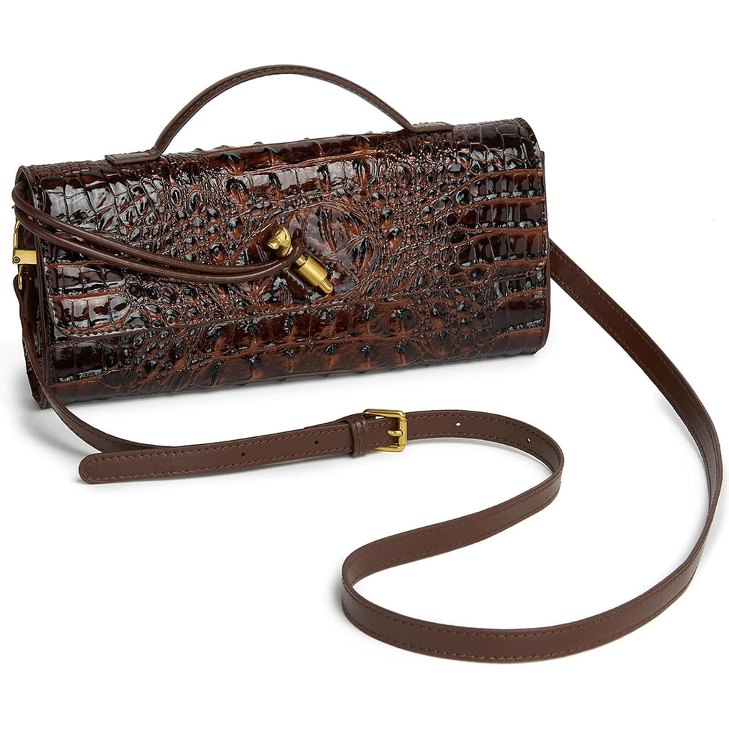 Trendy Women Crocodile Evening Clutch Purse Crossbody Shoulder Handbag Cute Vegan Leather Satchels
