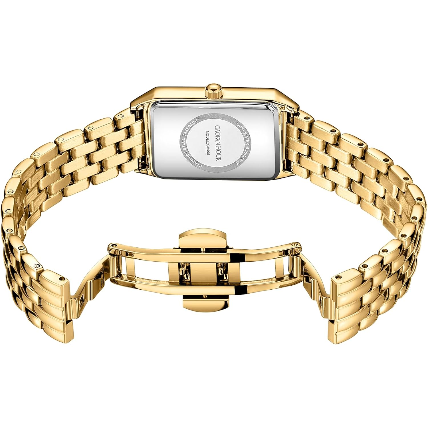 Watches for Women with Vintage Rectangular Case,Gold Roman Dial,Stainless Steel Band,Adjustment Tool Included,Water Resistant