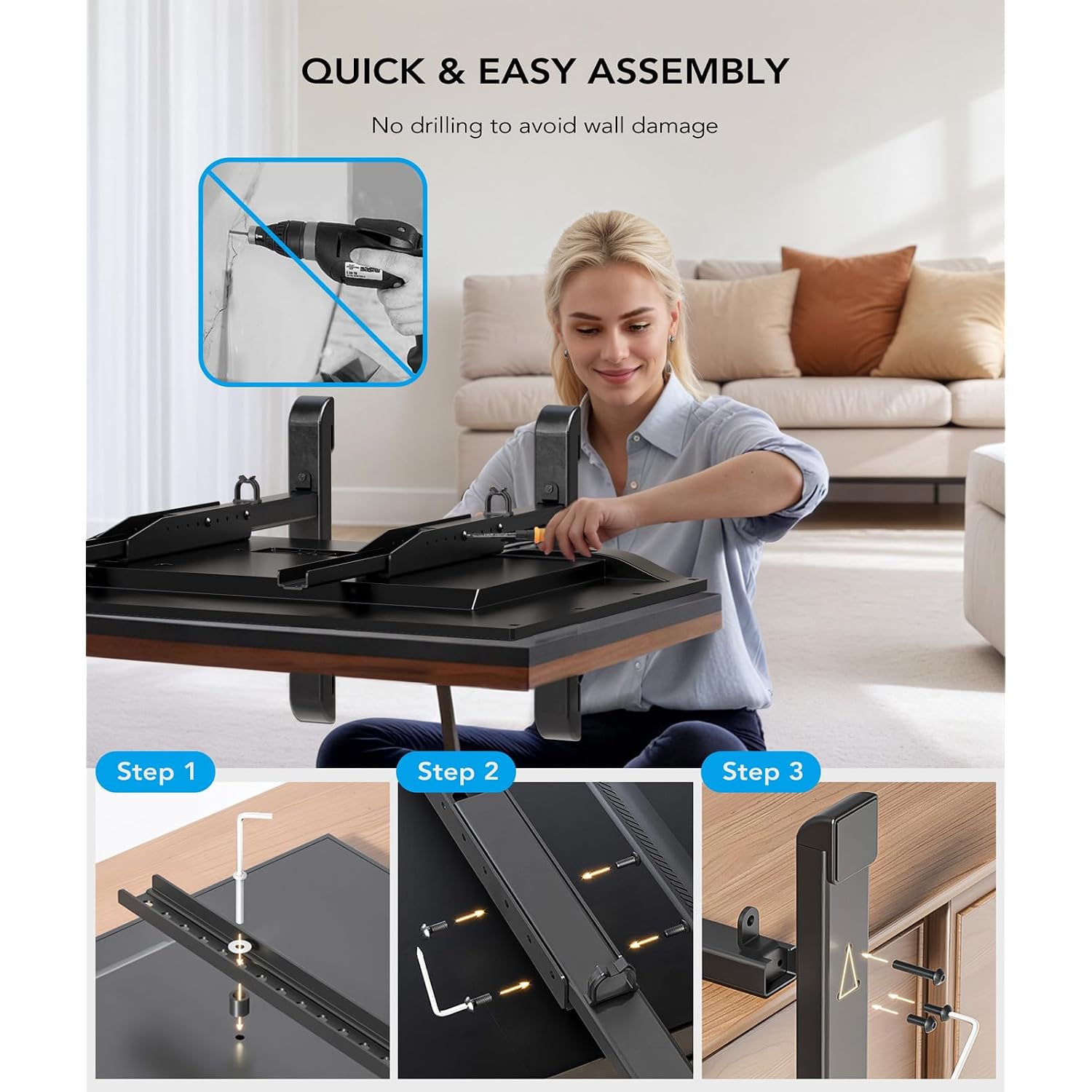 Table Top Tv Stand With Height Adjustable Tv Legs Replacement For Most 37-86 Inch Flat Curved Tvs,Steel Tv Base Feet Holds Up To 150 Lbs With Cable Management, Max Vesa 800X600Mm Black
