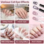 5pcs Cat Eye Magnet Set, 2-in-1 Scissor Shape Nail Magnet Tool create French & V-Shape nail effects, Heart Guide & Cylindrical Magnet for Cat Eye Gel Polish, Nail Art DIY for Home, Salon, Studio
