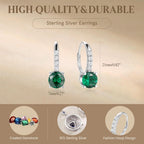 FANCIME 925 Sterling Silver Drop Dangle Earrings Leverback Clasp 6.5mm Hoop Gemstone Earrings Birthstone Jewelry Gift for Women Mom Wife Her