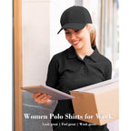 5 Pack Women's Polo Shirts Short Sleeve 3 Buttons Collared Uniform Tops Moisture-Wicking T-Shirts for Work & Casual
