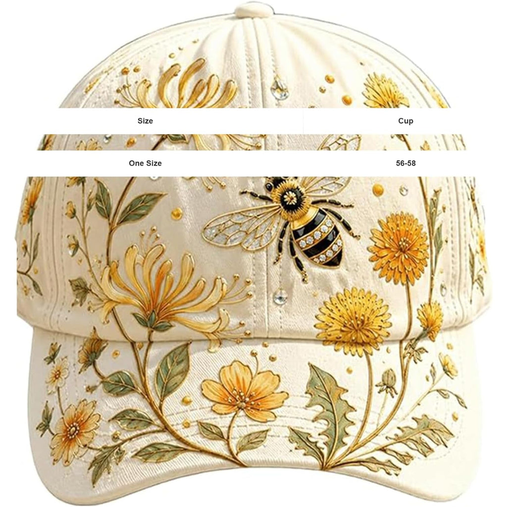 Garden Morning Cap For Women 2026 Limited Edition, Adjustable Baseball Cap With Honeybee Wildflower Botanical