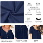 Aodemo Women'S Summer Plus Size Tops Short Sleeve Shirts Henley Fit Tunic Ladies Flowy Blouse