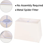 Wellmet Set Of 2 Rectangle Lampshade, No Assembly Required,12" X14" X10" | Creamwhite Fabric Lampshade, Replacement Classic Modern Lamp Shade For Table Lamp,Bedside Lamp,Floor Lamp,0.43" Spider Fitter