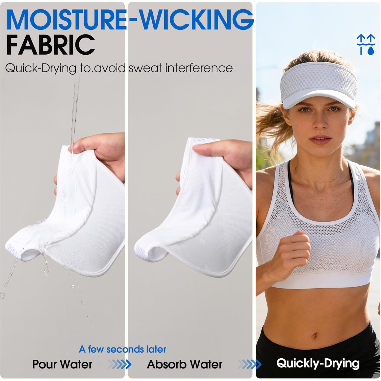 AUSFLUG Sun Visor Hat Men Women - Wide Brim Quick Dry Adjustable Cap, Lightweight for Golf Tennis Pickleball Beach