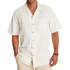 Alimens & Gentle Mens Linen Shirts Cotton Hawaiian Shirts Short Sleeve Button Down Shirts Casual Summer Beach Tops