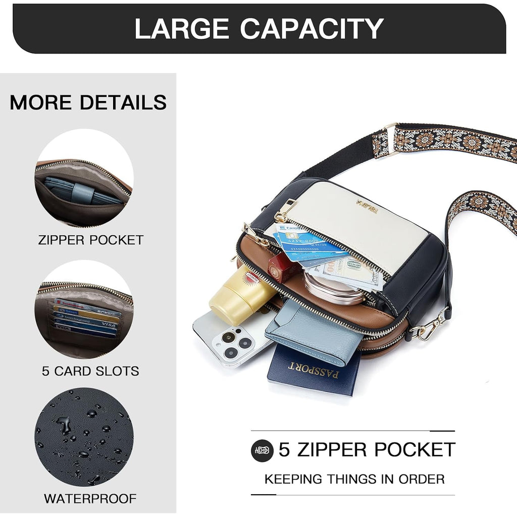 Telena Small Crossbody Bags For Women Vegan Leather Crossbody Purse With Adjustable Wide Strap For Daily Life