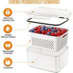 5-Pack Fruit Storage Containers for Fridge with Removable Colanders, 4 in 1 Produce Storage Containers with Lids, Leakproof Fridge Organizer Bins for Salad Berry Lettuce Vegetables Meat Keeper Fresh