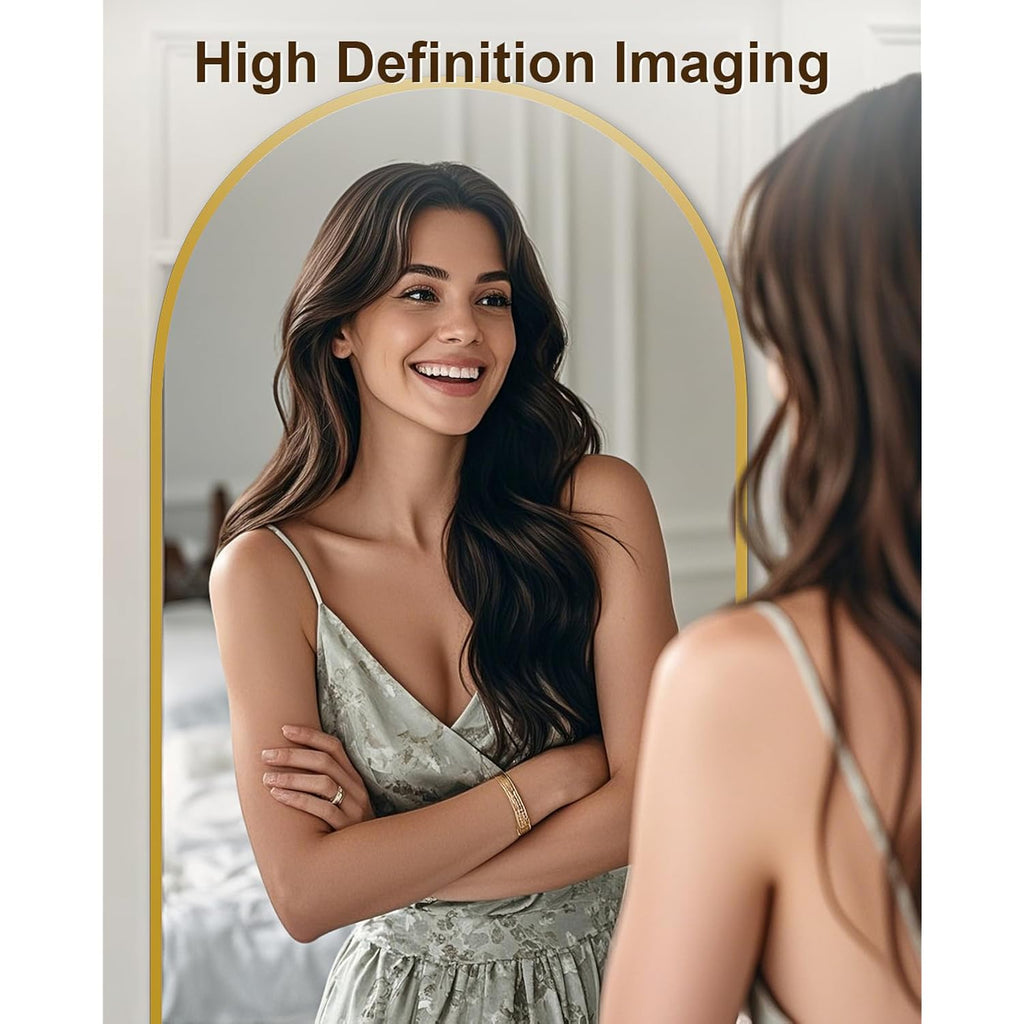 59"X16" Floor Mirror Full Length, Arched Full Length Mirror With Stand, Full Body Mirrors For Bedroom Living Room Or Cloakroom Gold