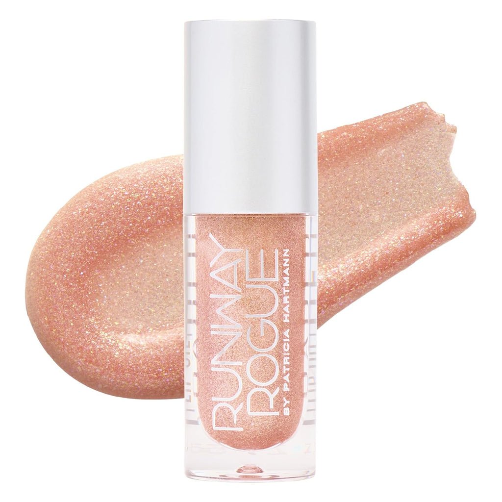 Runway Rogue Loaded Lip Oil, Hydrating and Plumping Lip Shimmer Oil with Tri-Peptide Formula, Pale Pearlescent Nude Shimmer, ‘Champagne Toast’