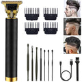 Professional Cordless Hair Clipper And Trimmer For Men, T Blade Zero Gapped Rechargeable Beard Shaver, Hair Cutting Kit With Ear Spoon Tool Set, Black