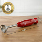 OVENTE Immersion Hand Blender, 300W Electric Handheld Stick Mixer with 2 Mixing Speeds and Stainless Steel Blades for Smoothies, Purees & Baby Food, Red HS560R
