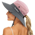 Women's Summer Sun-Hat Ponytail - Outdoor UV-Protection Mesh Wide Brim Foldable Hat with Ponytail Hole