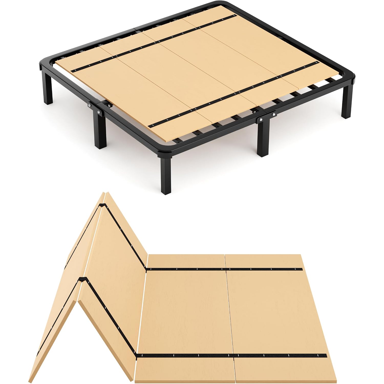 Imperius Foldable Box Spring, Bunkie Board, Bed Support Slats, Bed Boards For Under, Full 60 X 48 In