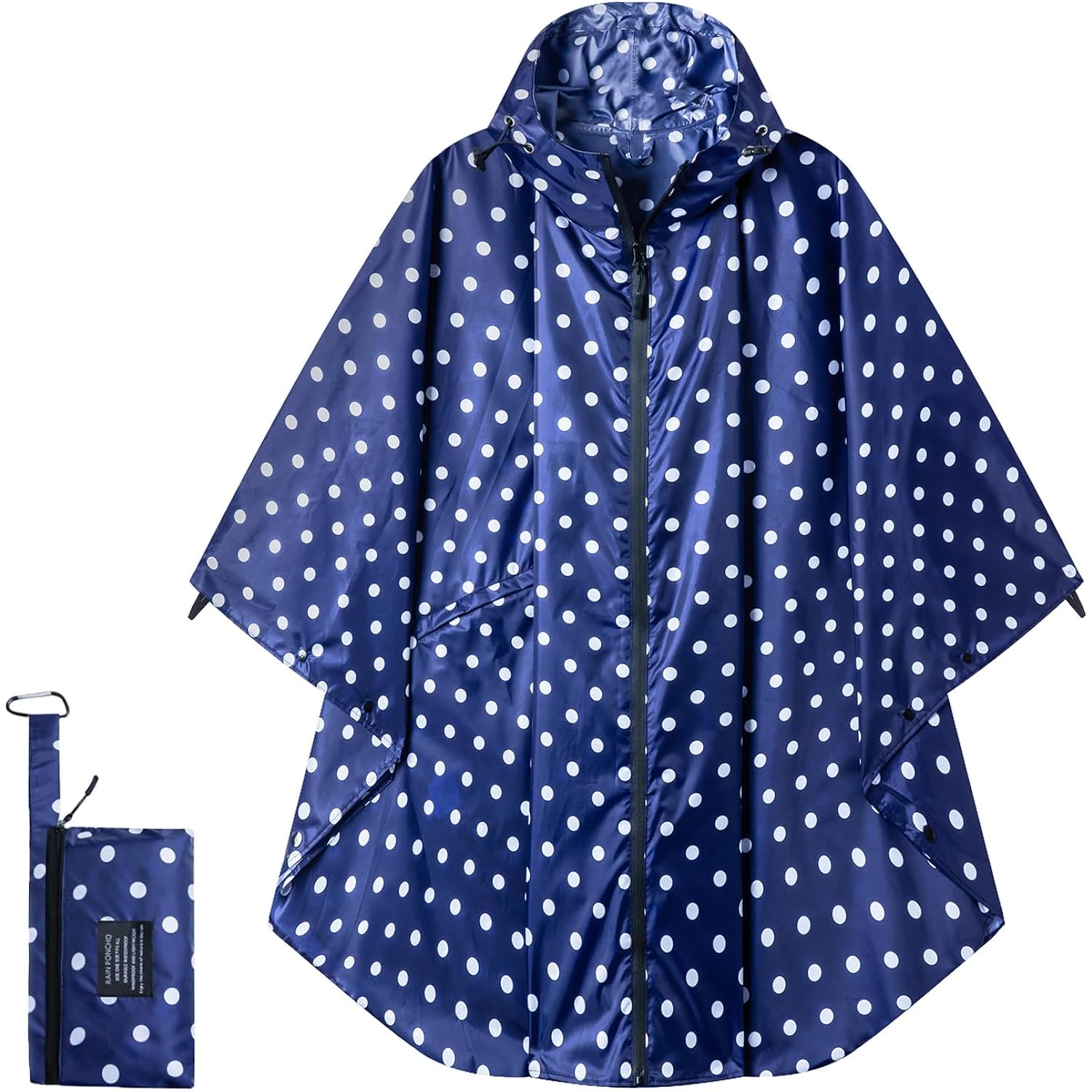 Hooded Rain Ponchos For Adult - Rain Coat And Rain Jacket With Waterproof Pocket And Zipper