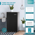 Euhomy 3.2 Cu.Ft Mini Fridge With Freezer, Single Door Compact Refrigerator, Adjustable Thermostat, Mini Refrigerator Energy Saving, Mini Fridge For Bedroom, Dorm, Office, Black