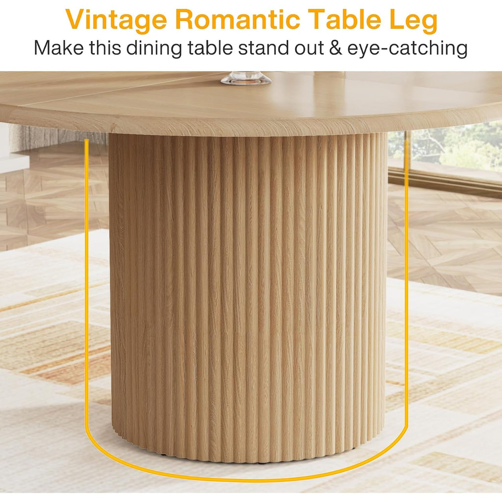 Tribesigns 47" Round Dining Table For 4, Farmhouse Kitchen Table With Metal Base, Modern Small Dinner Table For Dining Room,Kitchen (Chairs Not Included)