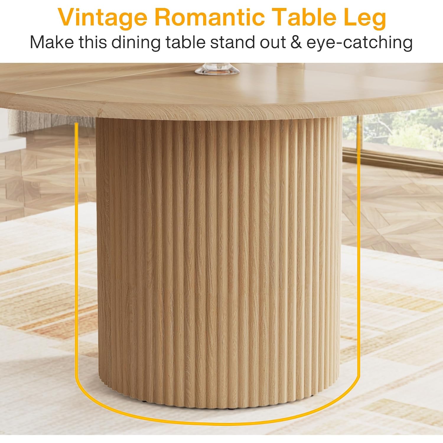 Tribesigns 47" Round Dining Table For 4, Farmhouse Kitchen Table With Metal Base, Modern Small Dinner Table For Dining Room,Kitchen (Chairs Not Included)