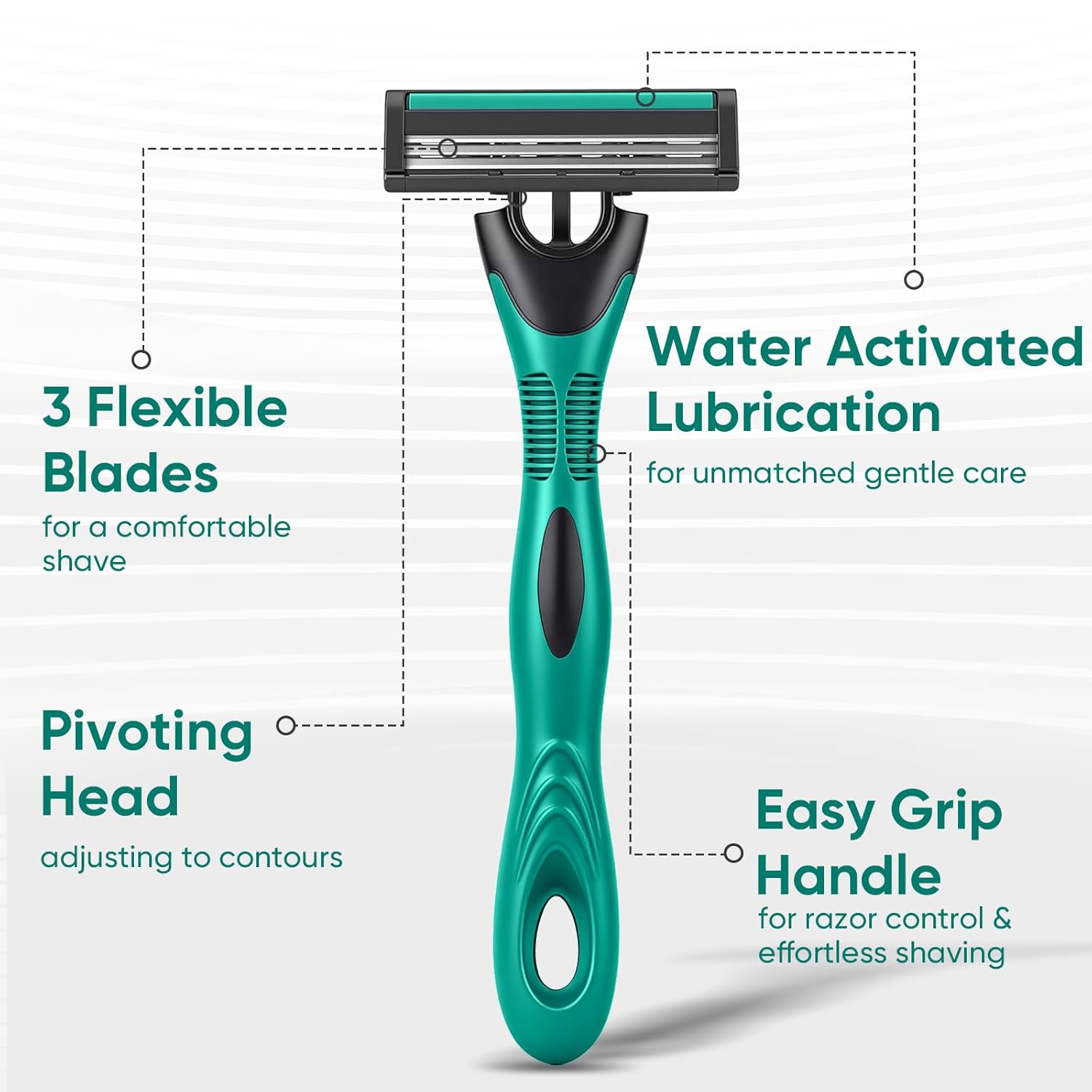 20 count Disposable Razors for Men,3-Blade Razors,Bulk Stainless Steel Shavers with Lubricating Strip for Shaving Sensitive Skin
