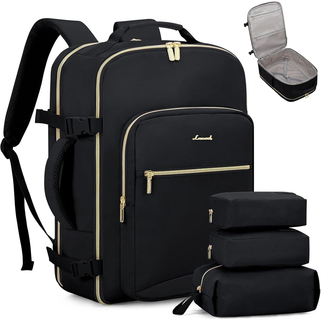 Lovevook 40L Travel Backpack Flight Approved Carry On Backpack,3 Packing Cubes,Waterproof Personal Item Travel Bag,Tsa Carry On Luggage Suitcase Travel Essentials,Gifts For Women & Men,Fits 17" Laptop
