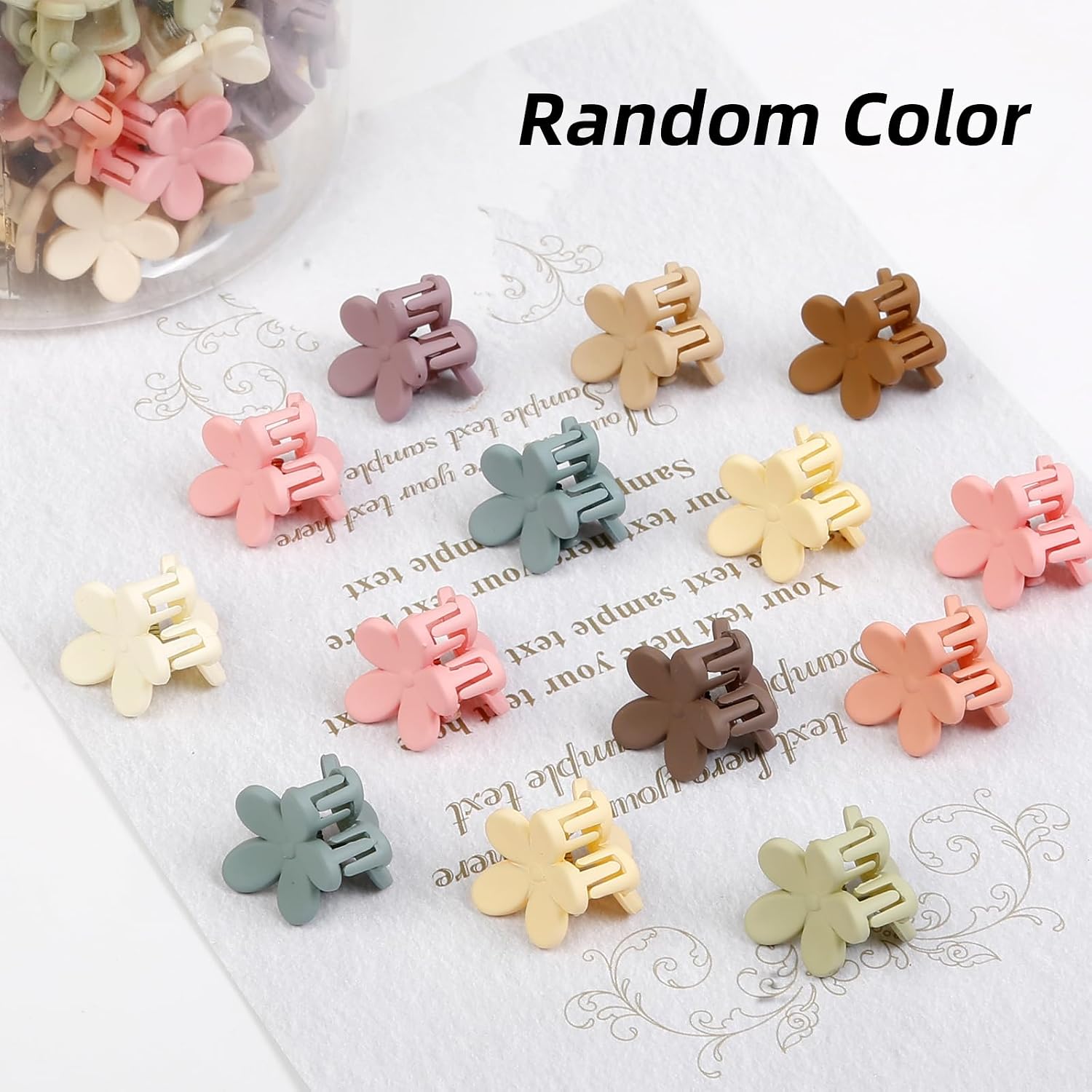 100Pcs Colorful Mini Flower Hair Clips, Tebiekoy Small Hair Clips Mini Claw Clips Cute Jaw Clips Hair Pins Hair Barrettes Hair Accessories For Women Teens
